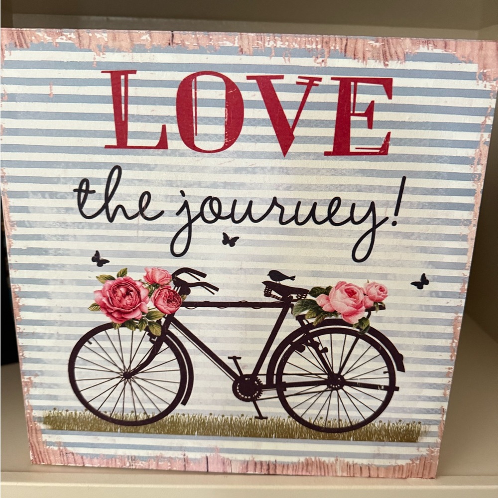 Decorative Sign with Bicycle and Roses